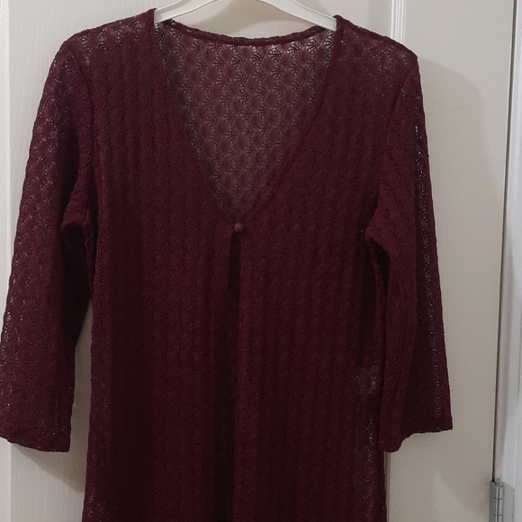 Elegant lace cardigan burgundy - Picture 3 of 7